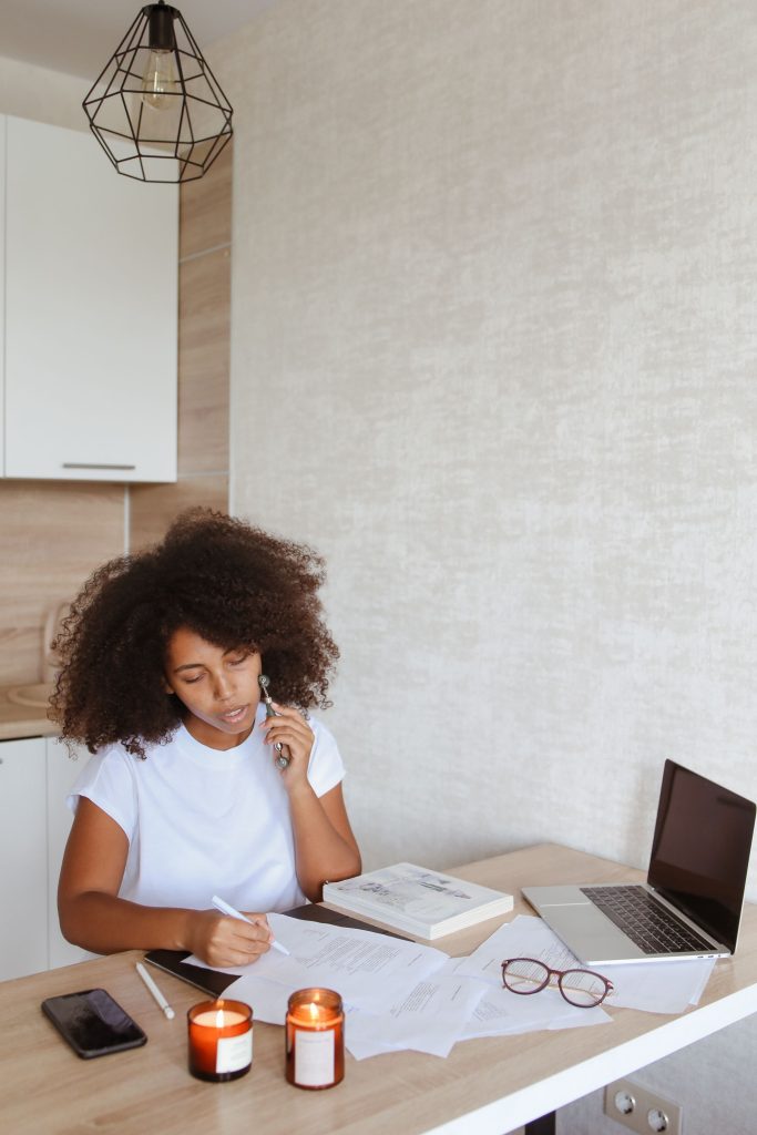 woman planning at home